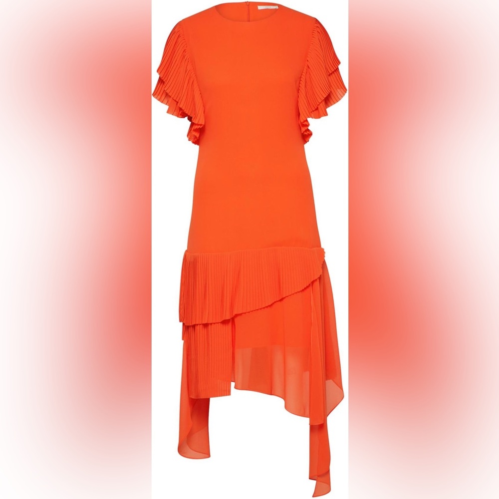 POSTYR Orange Ruffle Midi Dress Size S